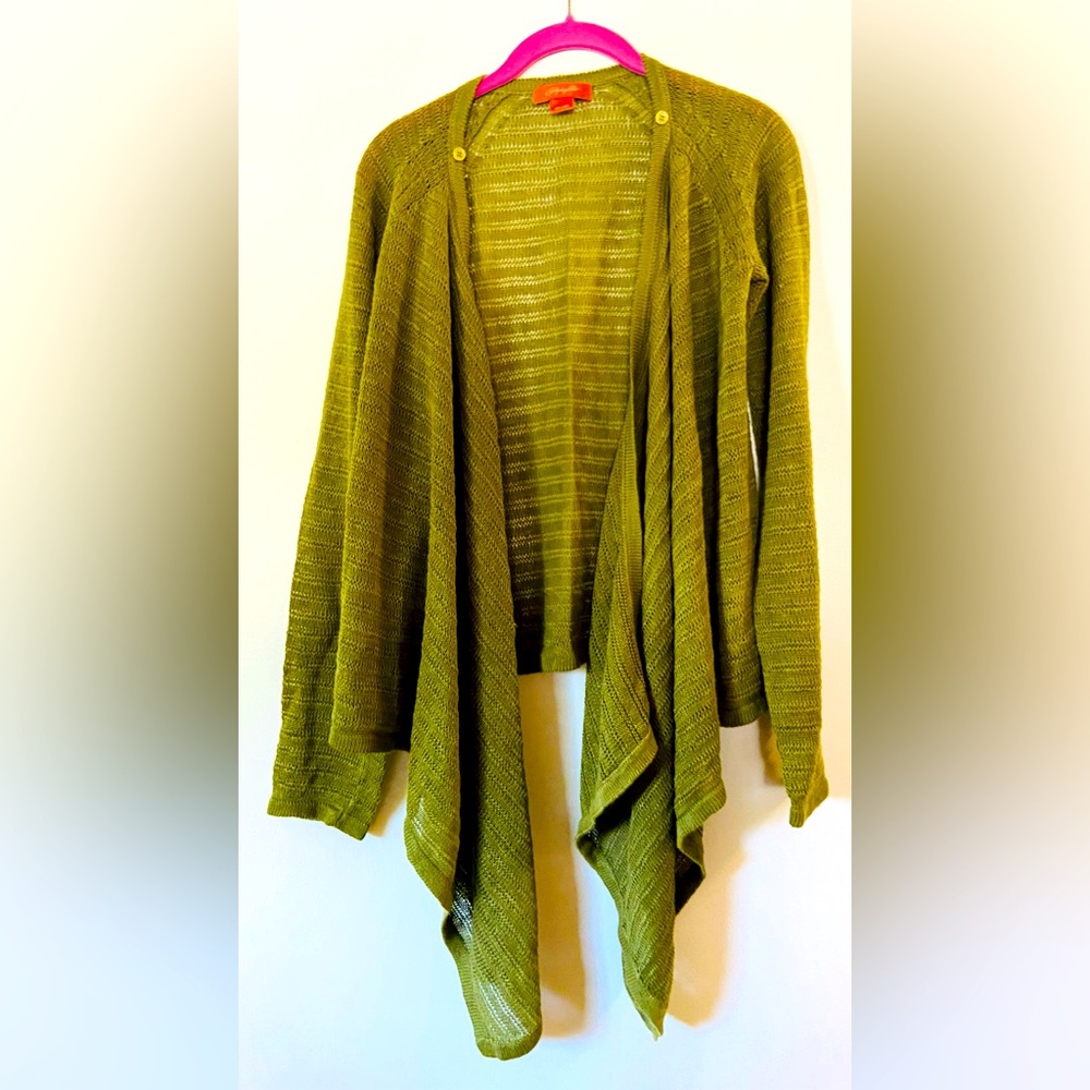 Christopher Fisher ⭐️ 100% LINEN⭐️open knit waterfall cardigan - size med/large